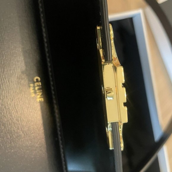 Celine Teen Triomphe Bag in Shiny Black Calfskin - Picture 10 of 13